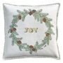 Cream Fir Wreath Cushion With Joy In Gold Sequins, thumbnail 1 of 1