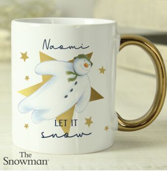 Personalised The Snowman Let It Snow Gold Handle Mug, 4 of 4