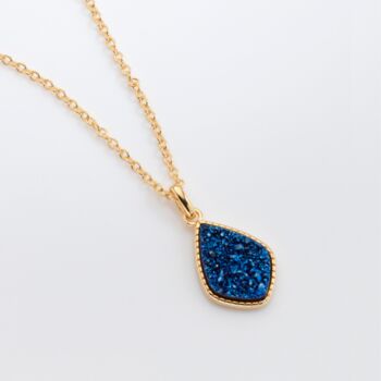 Blue Druzy Crystal 18k Gold Plated Necklace, 4 of 6