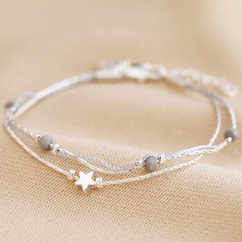 Silver Star Bead Double Strand Bracelet, 2 of 3