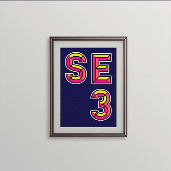Se3 London Postcode Neon Typography Print, 2 of 4