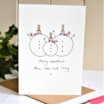 Personlised Snowman Family Handmade Card, 4 of 7