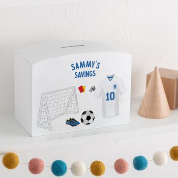 Personalised Football Themed Money Pot Piggy Bank, 3 of 6