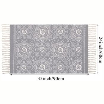 Grey Printed Cotton Area Rug Runner, 7 of 7