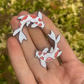 Koi Fish Enamel Pin | White And Orange Lapel Pin, 6 of 6