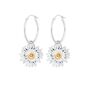 Daisy Charm Hoop Earrings, Sterling Silver, thumbnail 5 of 5