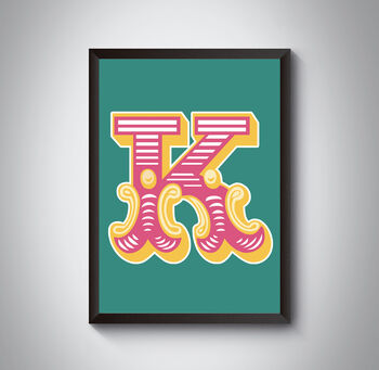 K Letter Bold Carnival Initial Art Print Circus Print, 4 of 4