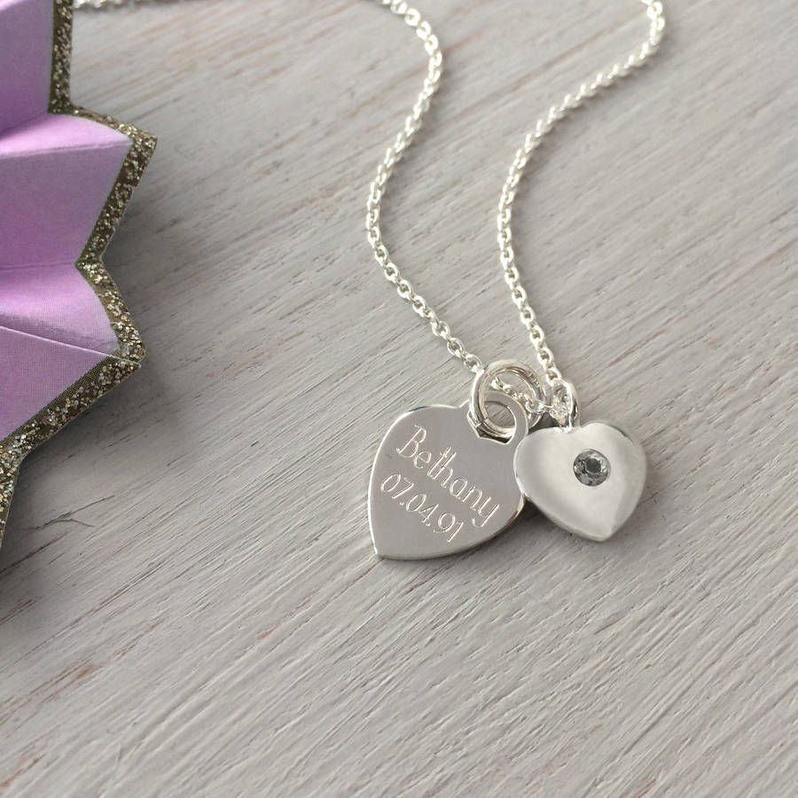 april birthstone personalised silver necklace by hurleyburley ...