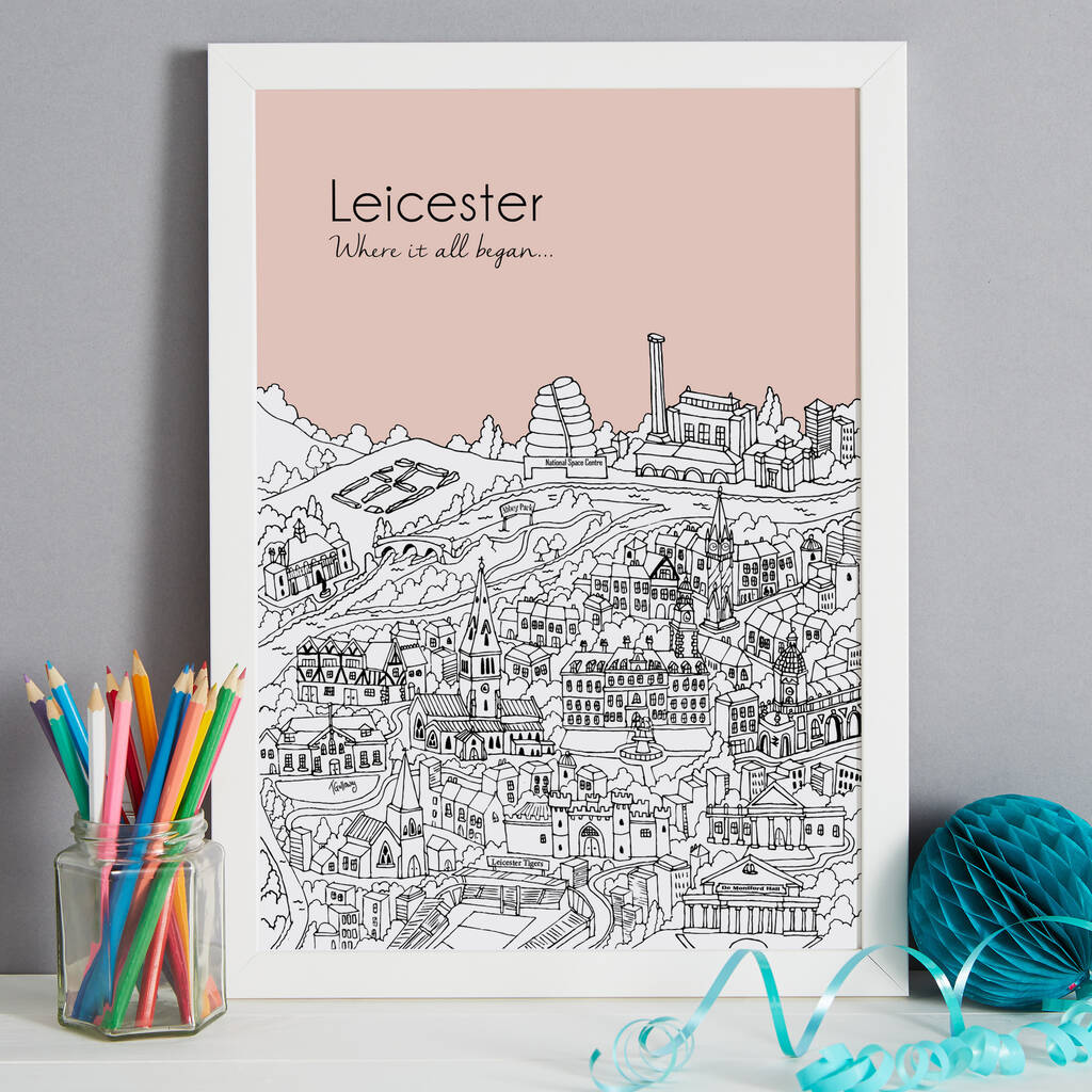 personalised leicester print by tessa galloway illustration