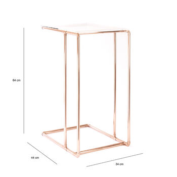 Handmade Side Table In Copper With Acrylic Top, 4 of 6