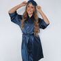 Navy Embroidered Bridesmaid Robes, thumbnail 2 of 5