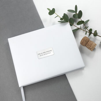 Personalised Luxury White Leather Wedding Guest Book, 8 of 12