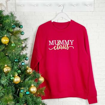 Mummy Claus And Child Matching Christmas Jumper Set, 2 of 3
