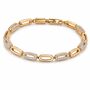 14 K Gold Oval Link Bracelet With Pave Zirconia Detail,Box Clasp Bracelet Jewellery Gift For Her, thumbnail 3 of 4