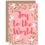 Joy To The World Pink Floral Christmas Card, thumbnail 1 of 4