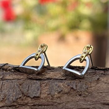 Personalised Sterling Silver And Gold Stirrup Earrings, 11 of 12