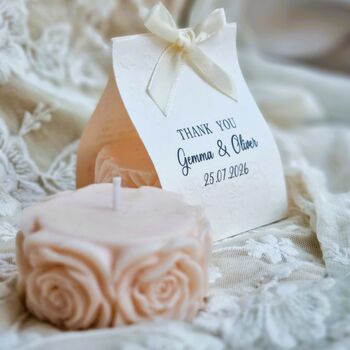 Personalised Wedding Favours Rose Candles, 3 of 6