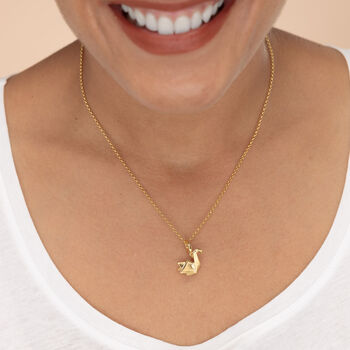 Origami Swan Necklace, Sterling Silver Or Gold Plated, 5 of 10