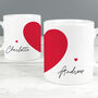 Personalised Two Hearts Couples Valentine's Mug Set, thumbnail 2 of 3