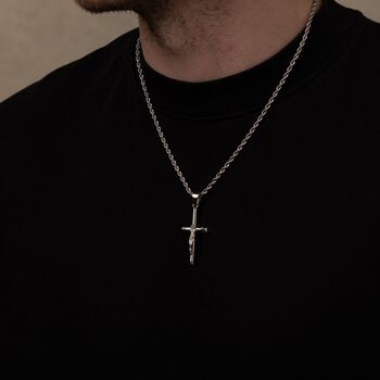 Silver Crucifix Cross Pendant Necklace, 8 of 10