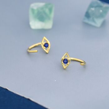 Evil Eye Cz Huggie Hoop Earrings In Sterling Silver, 7 of 10