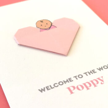 New Baby Girl Origami Heart Card, 7 of 12