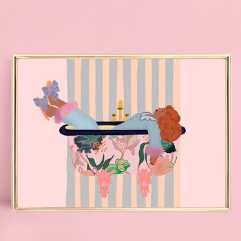 Personalised Pinstripe Polly Bathroom Print, 6 of 6