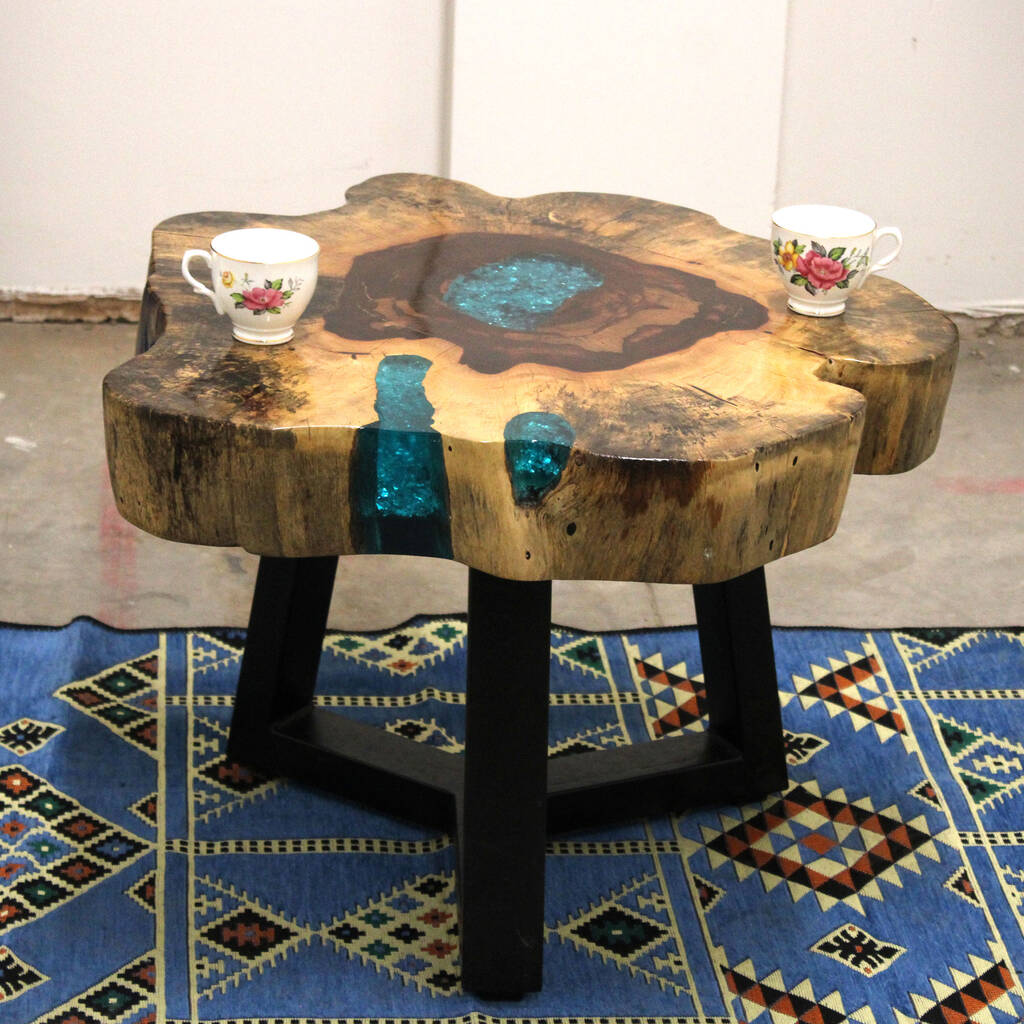 Aqua Resin And Tamarind Wood Coffee Table, 1 of 6