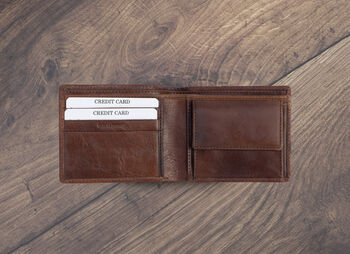 Brown Leather Wallet Luxury Italian Leather Bifold Rfid Protected, 3 of 9
