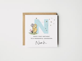 Personalised Winnie The Pooh Granddaughter Initial Birthday Card *Colour Options, 4 of 4