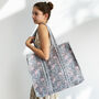 Grey And Pink Seedhead And Flower Cotton Quilted Tote Bag, thumbnail 3 of 4