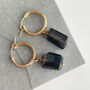 Smokey Quartz Gemstone Nugget Irregular Hoop Earrings, thumbnail 5 of 5