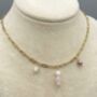 Rose Quartz And Pearl Tarnish Free Gold Plated Charm Necklace, thumbnail 5 of 5