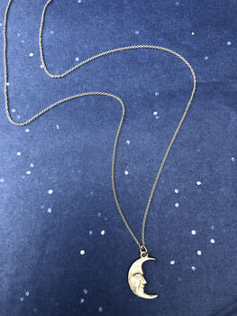Solid Gold Moonface Necklace With Real Diamond Eye, 9 of 12