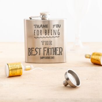 Personalised Best Father's Day Silver Hip Flask Gift, 3 of 4