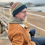 Fair Trade Unisex Bobble Hat Fair Isle Lined Waste Wool, thumbnail 5 of 8