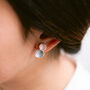 Matte Silver And Dusky Pink Irregular Double Disc Small Stud Earrings, thumbnail 3 of 3