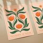 Tangerine Au Soleil, Boho Fruit Poster Botanical Celestial Sun Art Print, thumbnail 2 of 3