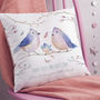 Personalised Bird Family Faux Suede / Cotton Cushion, thumbnail 2 of 10