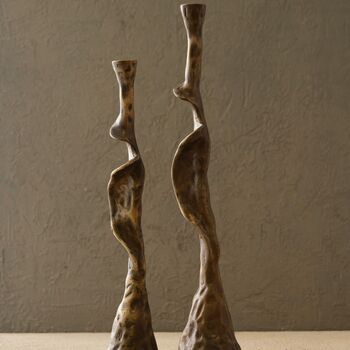 Handmade Black Brass Spiral Candle Holder Set, 3 of 12