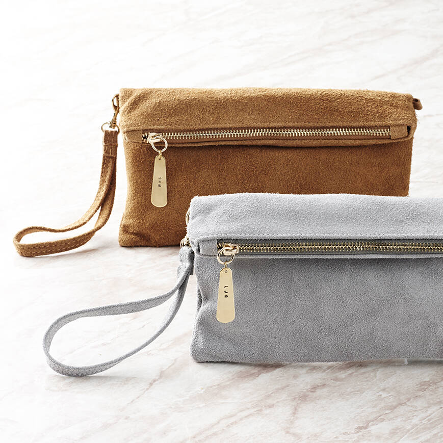 Personalised Suede Leather Envelope Clutch Bag By Penelopetom |  notonthehighstreet.com