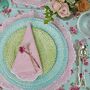 Pair Of Scalloped Embroidered Pink Linen Placemats, thumbnail 6 of 7