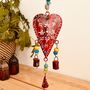 Hand Painted Red Heart Wind Chime Bell With Beads, thumbnail 2 of 10