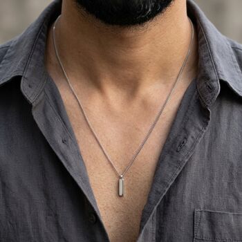 Cuban Link Vertical Bar Silver Chain, 6 of 9