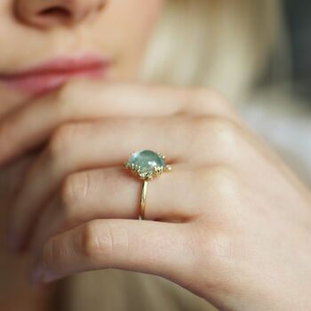 Diamond And Aquamarine Cocktail Ring In 9ct Gold, 3 of 6
