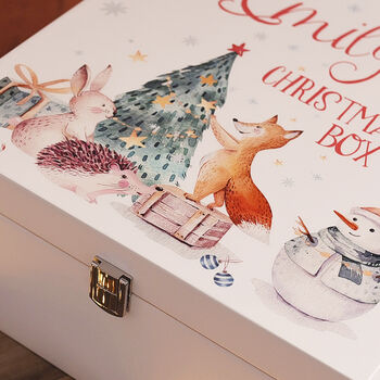 Personalised Winter Animals Wooden Christmas Eve Box, 3 of 6