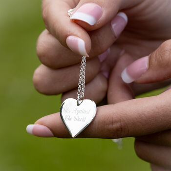 Engraved Large Heart Necklace, Sterling Silver, 3 of 7