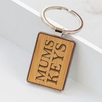 Personalised Bamboo Wooden Rectangle Keyring, 4 of 4