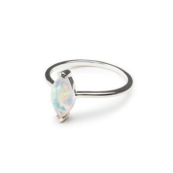 White Opal Marquise Ring In Sterling Silver, 2 of 3