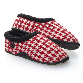 Turbo Red And White Dogtooth Mens Slippers Indoor/Garden Shoes, 2 of 9